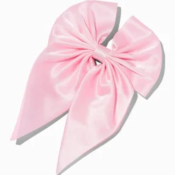 Barrette à nœud satinée rose