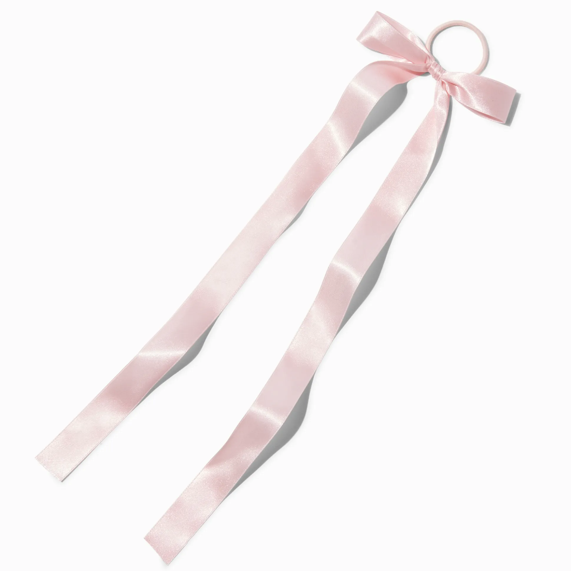 Barrette à nœud satinée rose tendre