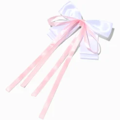 Barrette avec nœud blanc et ruban rose Claire's Club