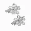 Barrettes à cheveux à fleurs en strass couleur argentée Claire's Club - Lot de 2