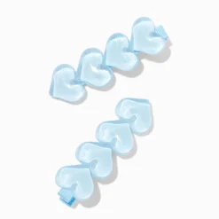 Barrettes à cœurs bombés bleus - Lot de 2