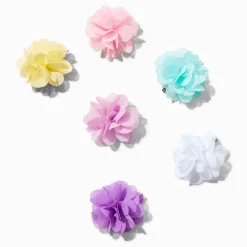 Barrettes à fleurs en mousseline aux tons pastel Claire's Club - Lot de 6