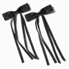 Barrettes à nœud à longs pans en ruban gros-grain noir - Lot de 2