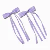 Barrettes à nœud à longs pans en ruban gros-grain violettes - Lot de 2