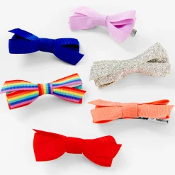 Barrettes à nœud arc-en-ciel, paillettes et couleurs unies Claire's Club - Lot de 6