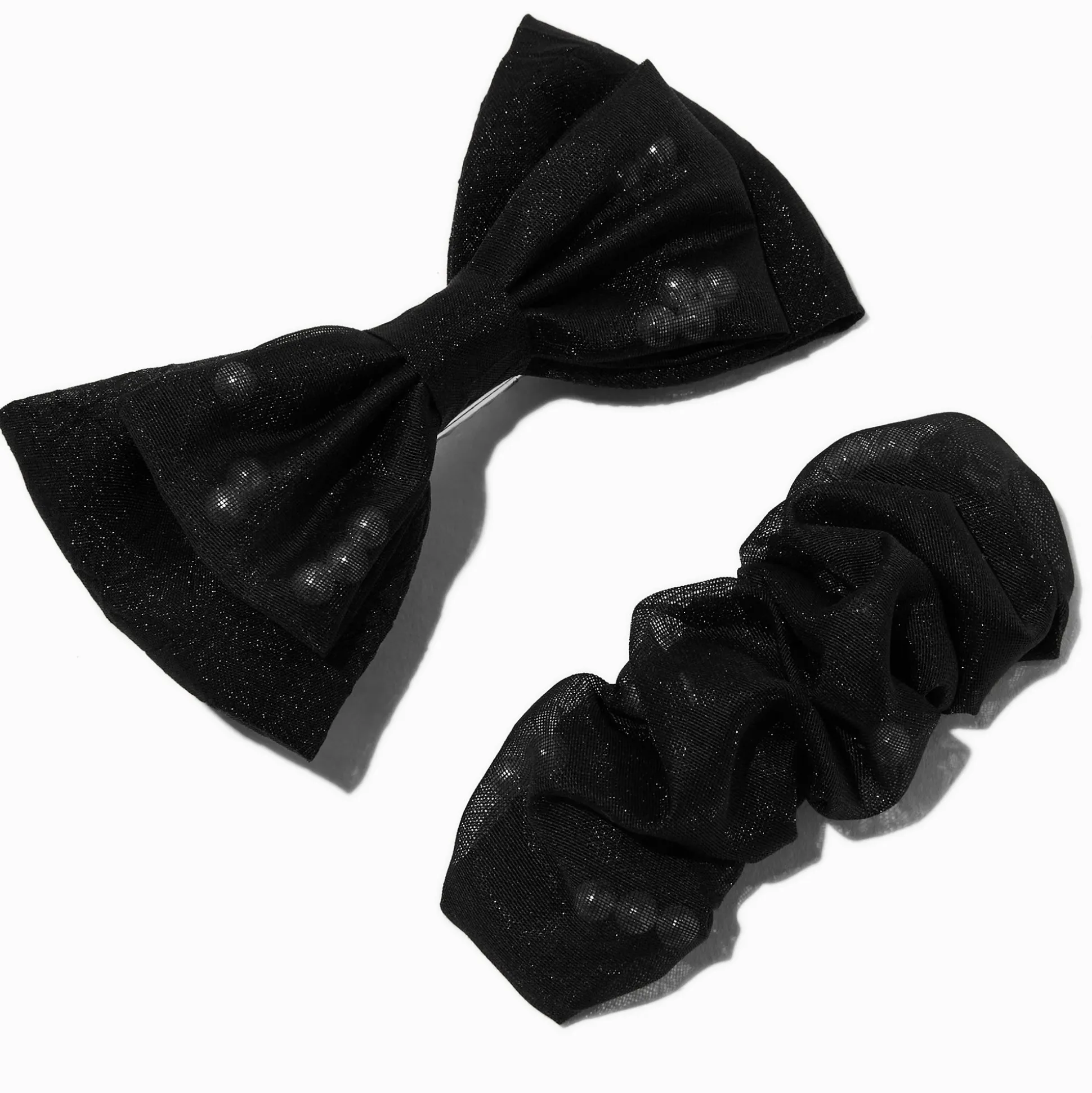Barrettes à nœud en perle d'imitation extra-fin noires - Lot de 2