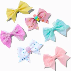 Barrettes à nœud pastel décalées Claire’s Club - Lot de 6