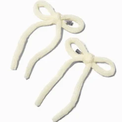 Barrettes à nœuds blancs tricotés – Lot de 2