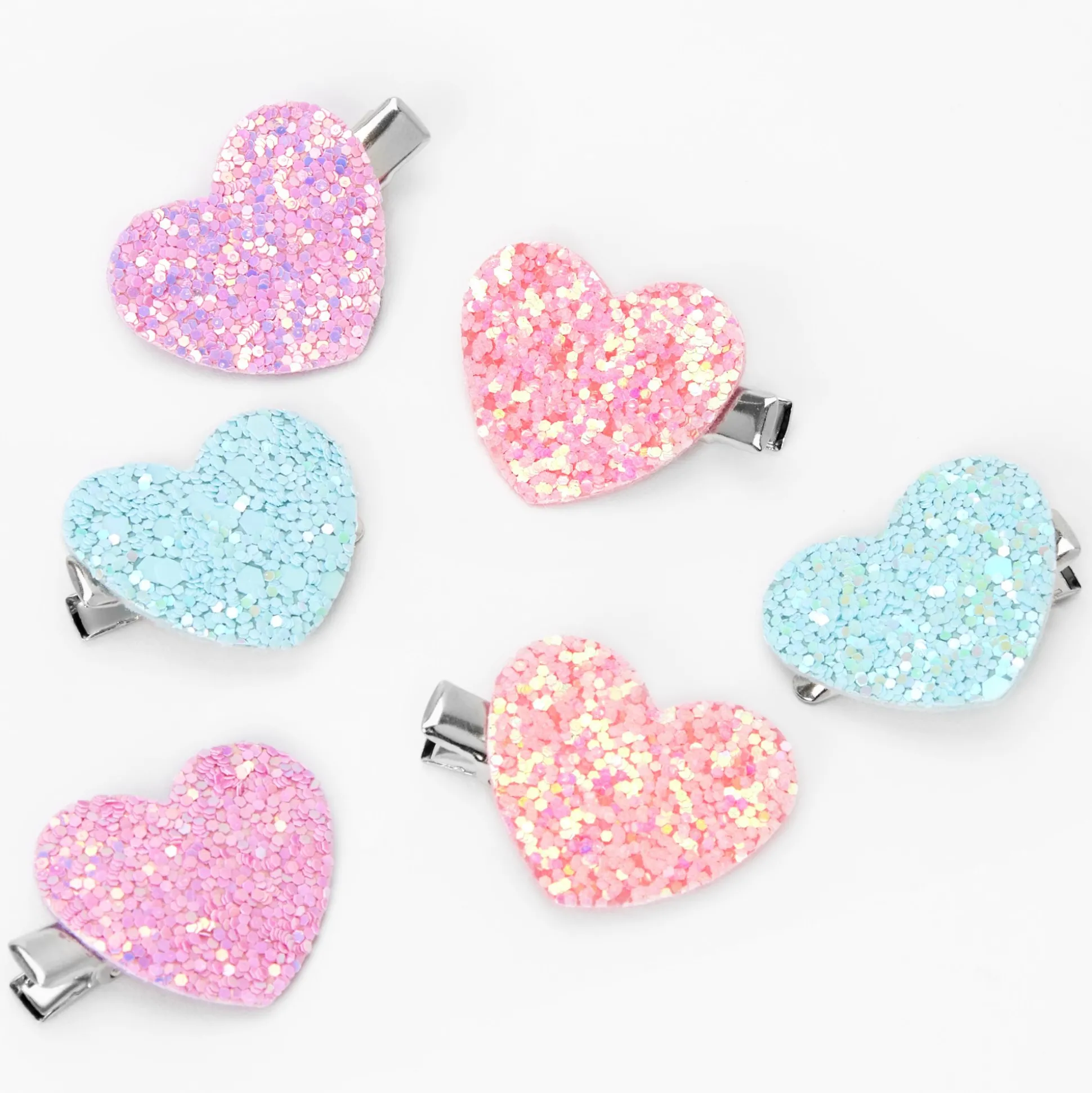 Barrettes à paillettes cœur pastel Claire's Club - Lot de 6