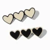 Barrettes à trois cœurs crème et noires - Lot de 2