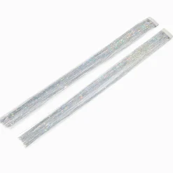 Barrettes avec cheveux synthétiques et guirlande couleur argentée - Lot de 2