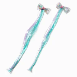 Barrettes avec cheveux synthétiques à nœuds pastel shaker Claire's Club - Lot de 2