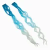 Barrettes avec extensions de cheveux synthétiques bouclés dégradés bleus - Lot de 2