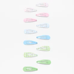 Barrettes clic clac au motif vichy pastel Claire's Club - Lot de 12