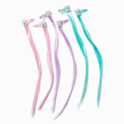 Barrettes clic clac avec cheveux synthétiques strass et petits animaux Claire's Club - Lot de 6