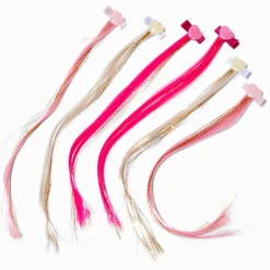 Barrettes clic clac avec cheveux synthétiques cœur Claire's Club - Lot de 6