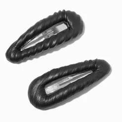 Barrettes clic clac bombées noires - Lot de 2