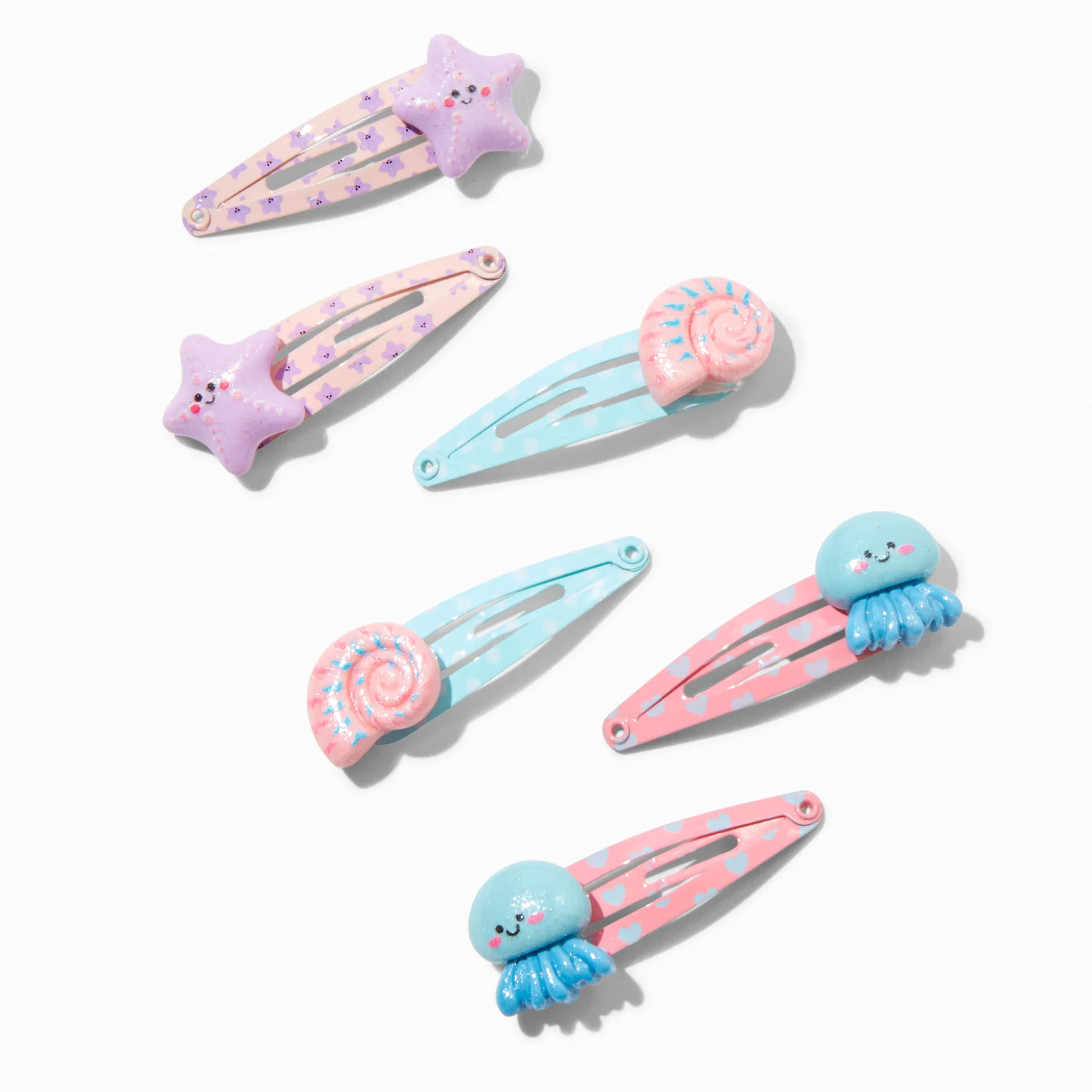 Barrettes clic clac coquillages Claire's Club - Lot de 6