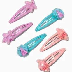 Barrettes clic clac coquillages bling-bling Claire's Club - Lot de 6