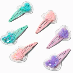 Barrettes clic clac cœur shaker pastel Claire's Club - Lot de 6