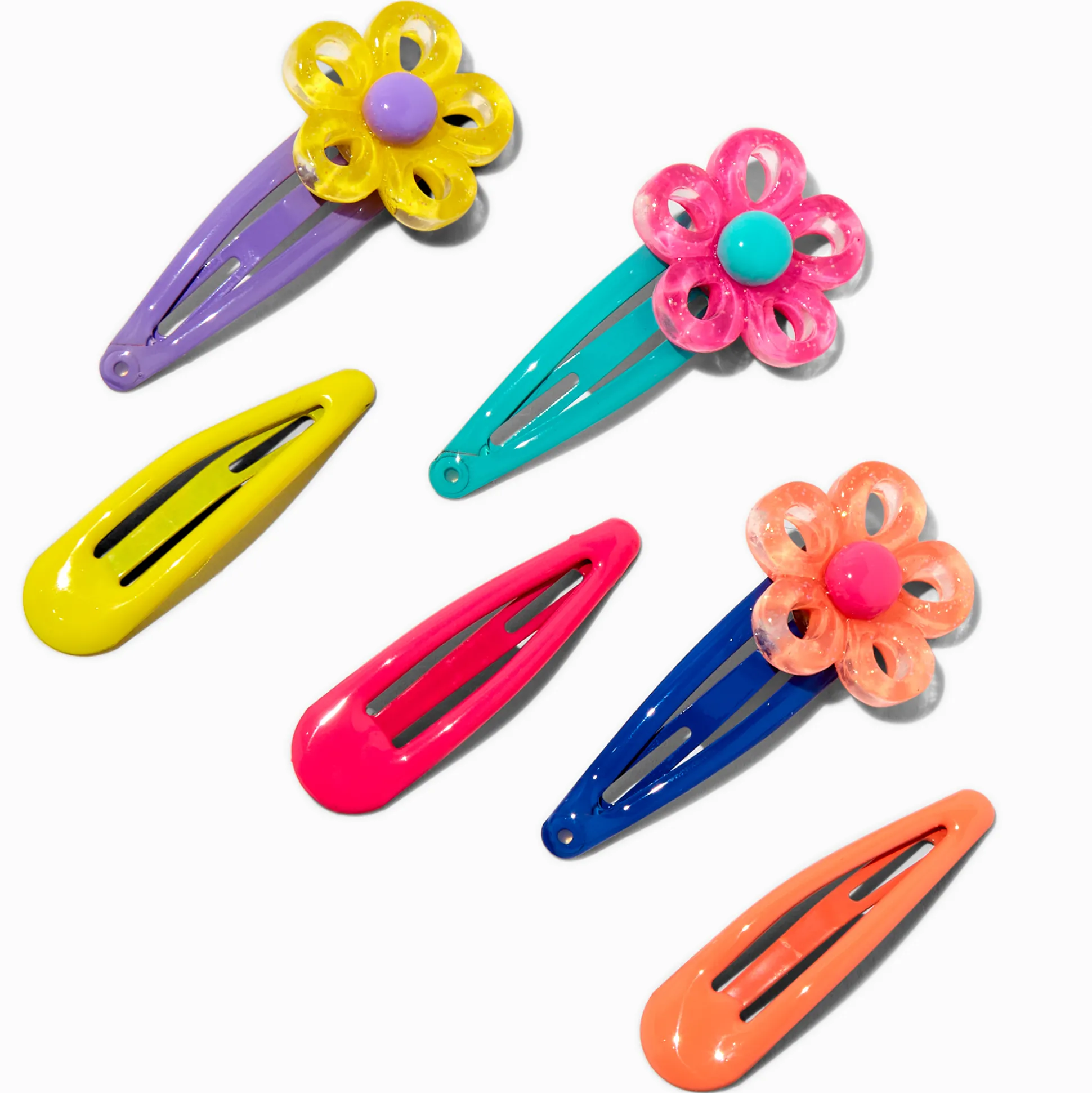 Barrettes clic clac fleurs rétro Claire's Club - Lot de 6