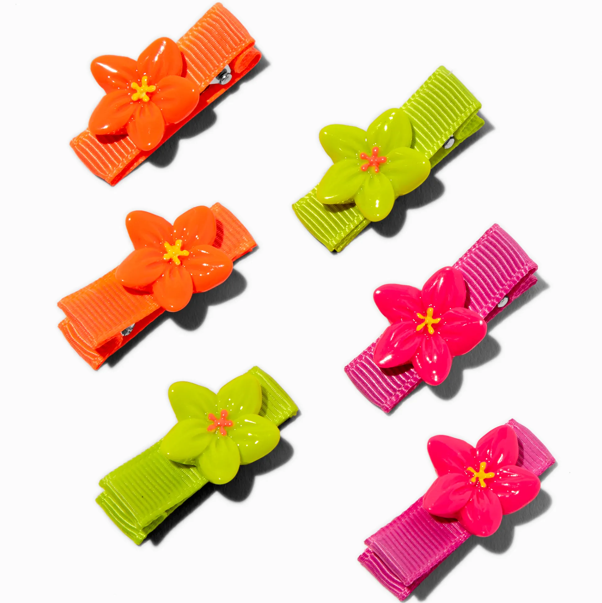 Barrettes clic clac fleurs fluo Claire's Club - Lot de 6
