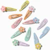 Barrettes clic clac marguerite pastel - Lot de 12