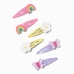 Barrettes clic clac marguerite, papillon, arc-en-ciel Claire's Club - Lot de 6