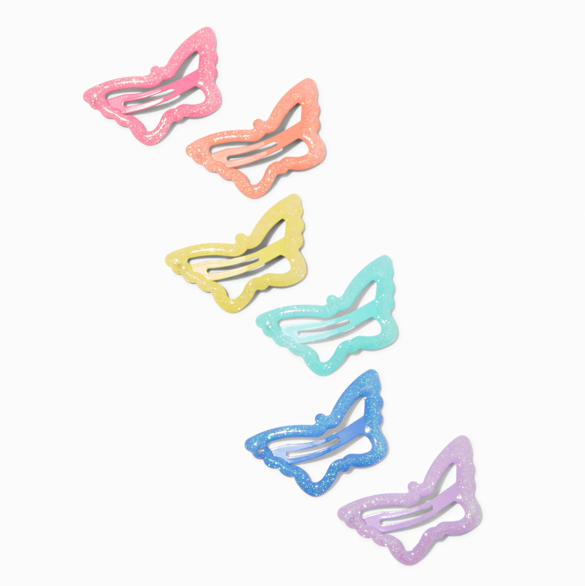 Barrettes clic clac ouvertes papillon arc-en-ciel Claire's Club - Lot de 6