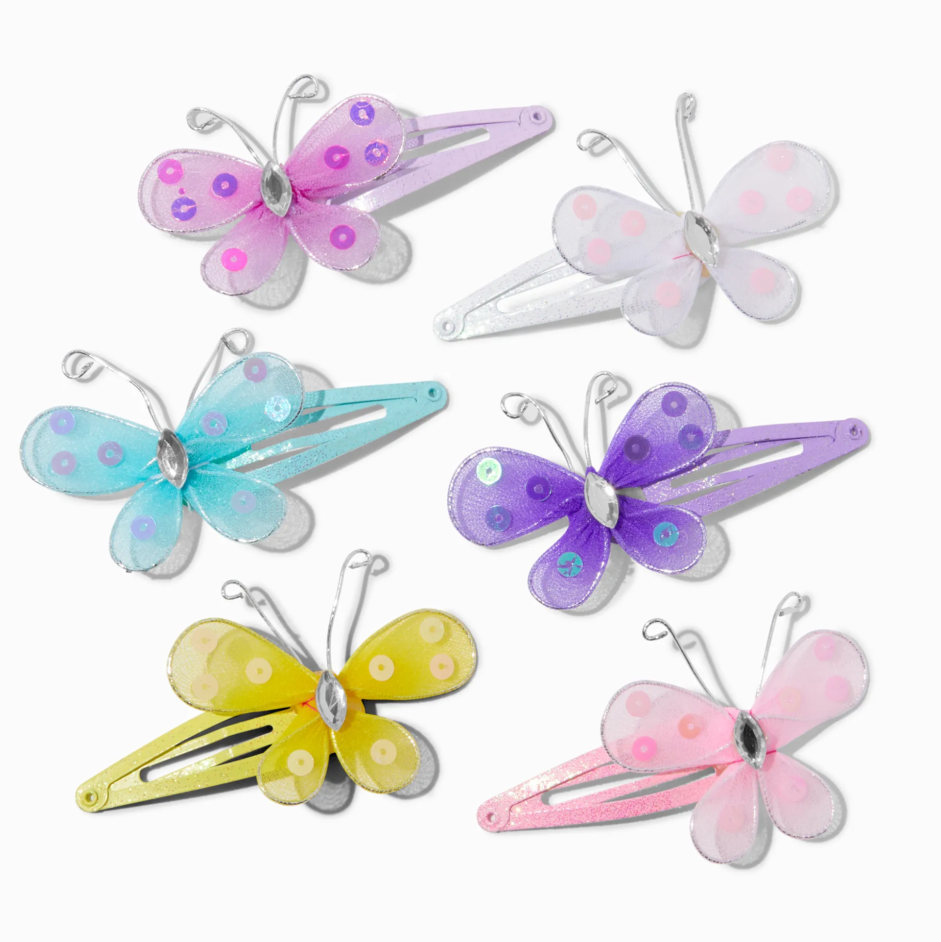 Barrettes clic clac papillon pastel Claire's Club - Lot de 6