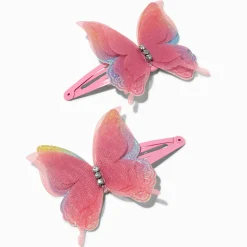 Barrettes clic clac papillon rose Claire's Club - Lot de 2