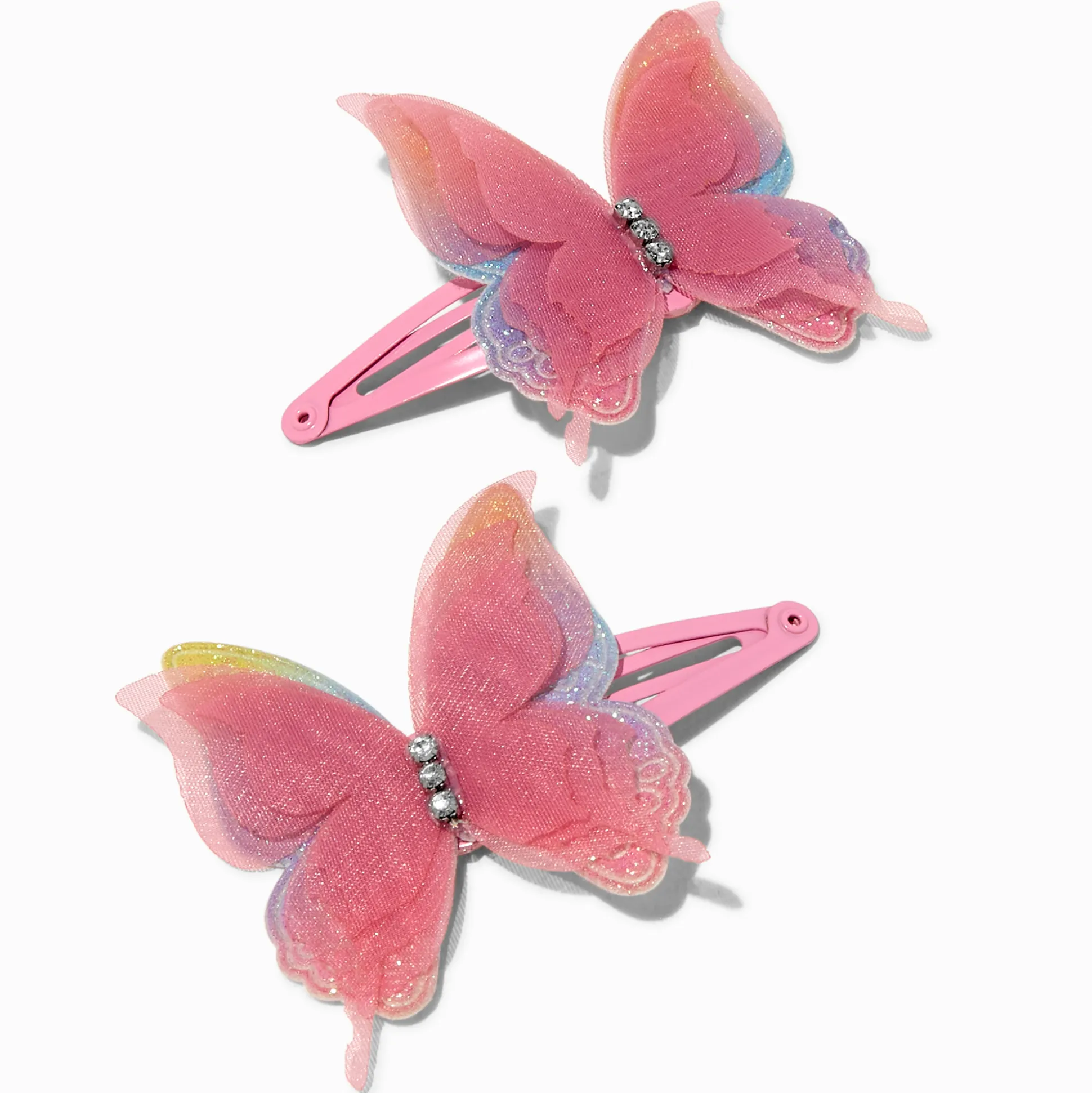 Barrettes clic clac papillon rose Claire's Club - Lot de 2