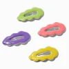 Barrettes clic clac silicone ondulées couleurs fluo - Lot de 4