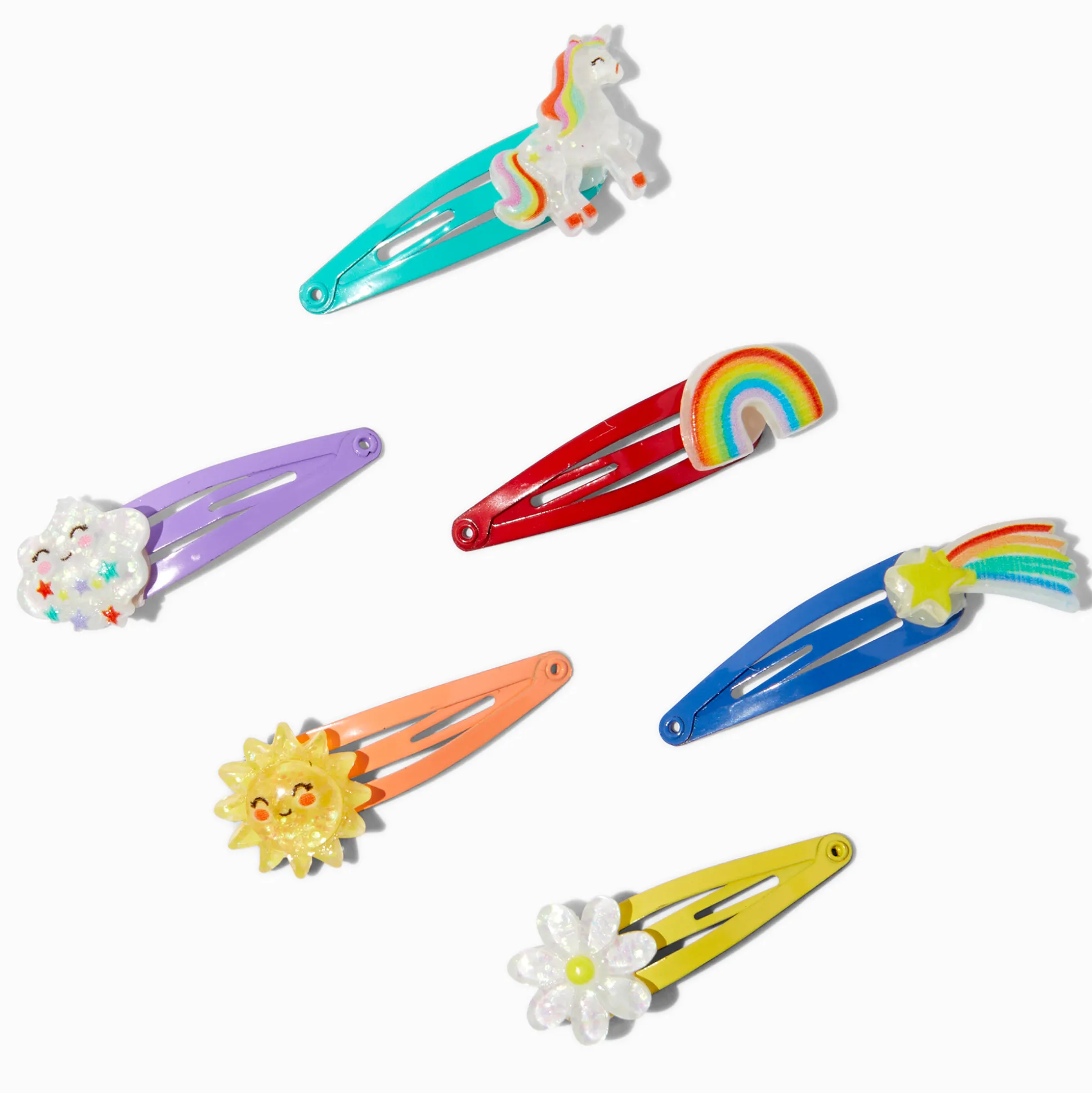 Barrettes clic clac soleil et arcs-en-ciel Claire's Club - Lot de 6