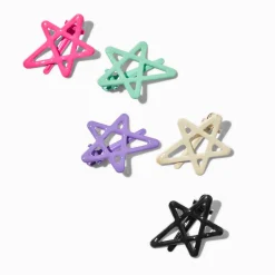 Barrettes clic clac étoile fluo - Lot de 5
