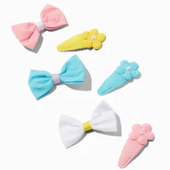 Barrettes clic clac variées nœud et marguerite Claire's Club - Lot de 6