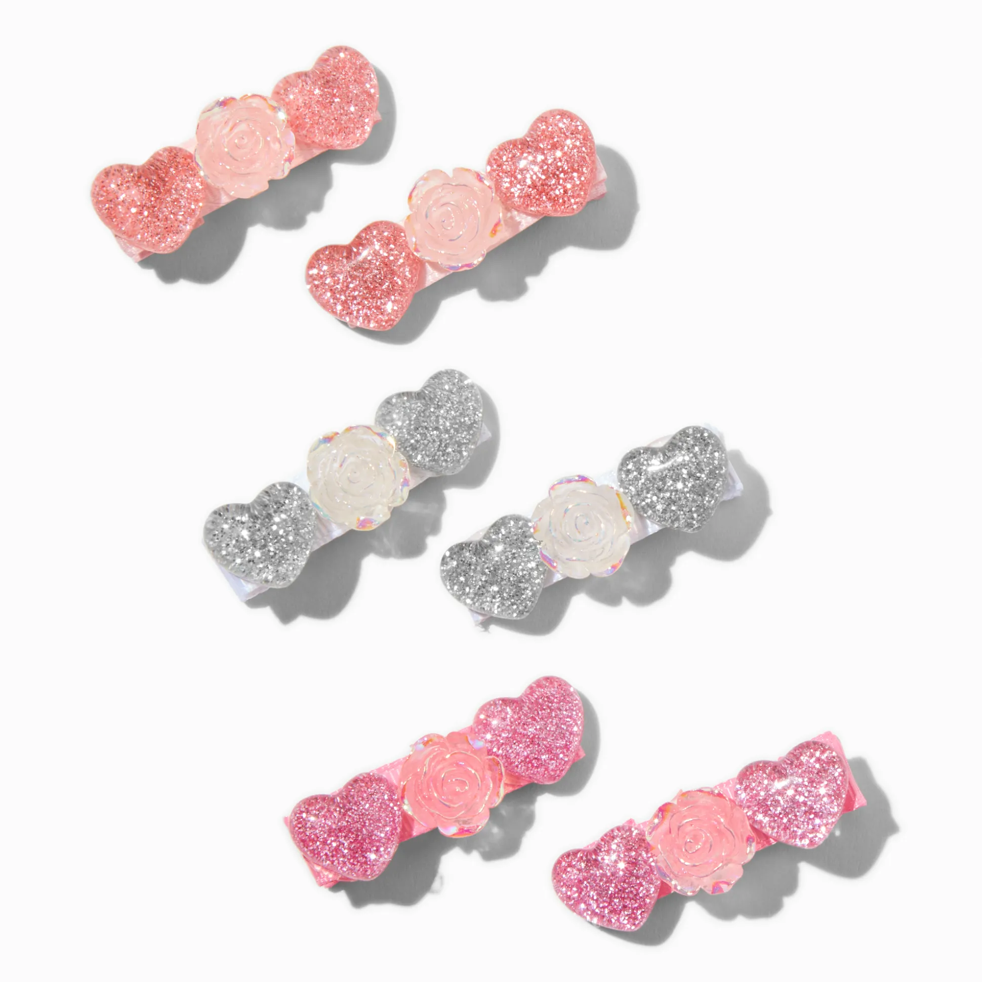 Barrettes cœur rose Claire's Club - Lot de 6