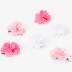 Barrettes en mousseline rosette rose Claire's Club - Lot de 6