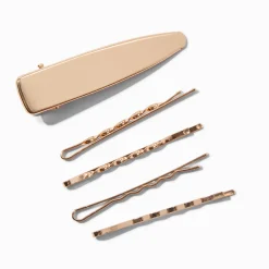 Barrettes et épingles à cheveux couleur dorée - Lot de 5