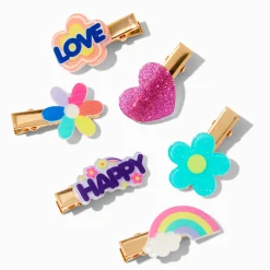 Barrettes « Happy » arc-en-ciel Claire's Club - Lot de 6