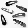 Barrettes noires au fini brillant et mat - Lot de 6