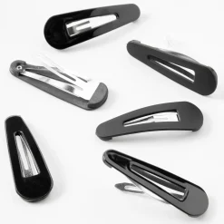 Barrettes noires au fini brillant et mat - Lot de 6