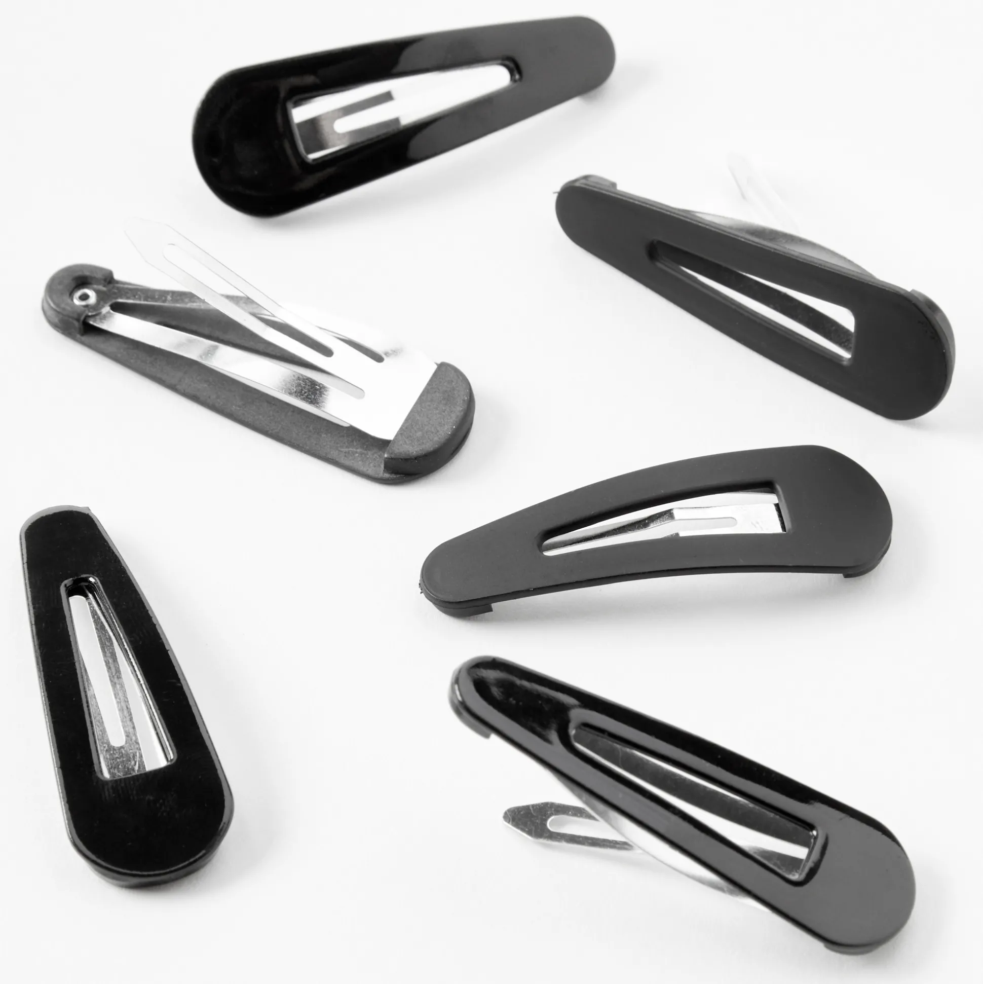 Barrettes noires au fini brillant et mat - Lot de 6