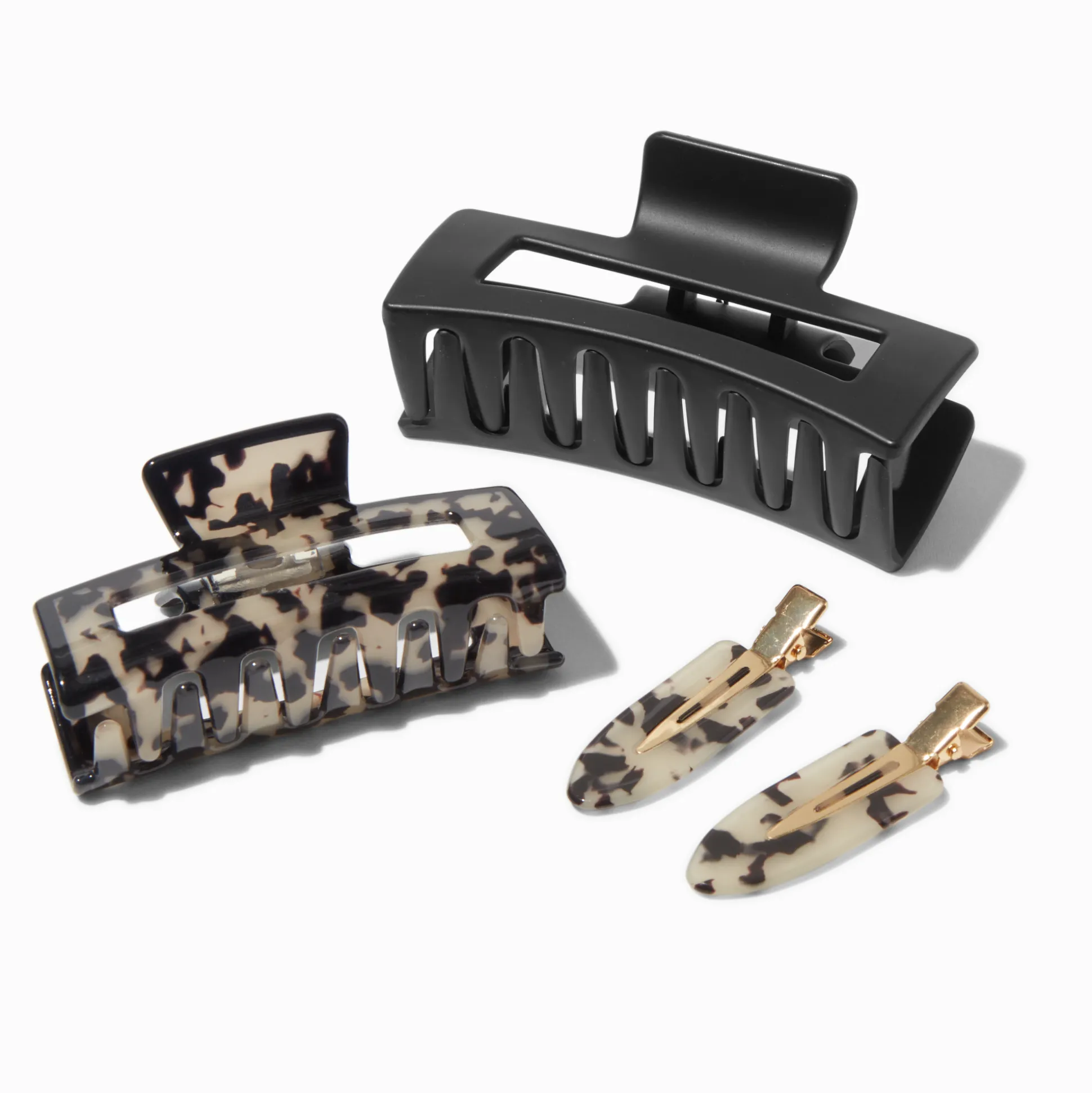 Barrettes noires et écaille de tortue - Lot de 4