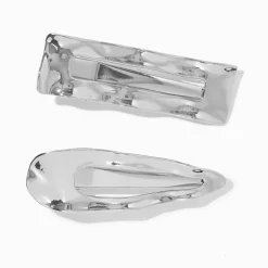 Barrettes ondulées couleur argentée - Lot de 2