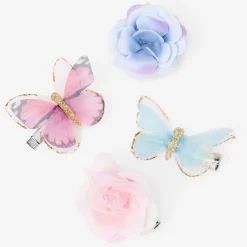 Barrettes papillon à fleurs Claire's Club - Lot de 4