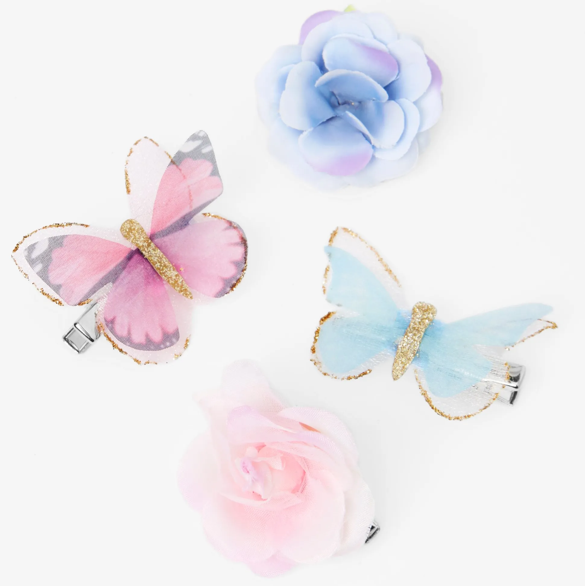 Barrettes papillon à fleurs Claire's Club - Lot de 4