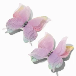 Barrettes papillon à paillettes violettes Claire's Club - Lot de 2