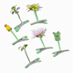 Barrettes pousses de jardin kitsch - Lot de 6