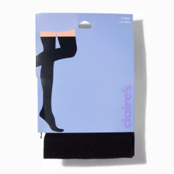 Bas mi-cuisse noirs et blancs - Lot de 2